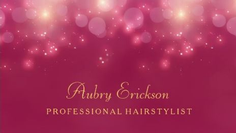 Luxury Pink Bokeh Twinkle Professional Hairstylist Business Cards