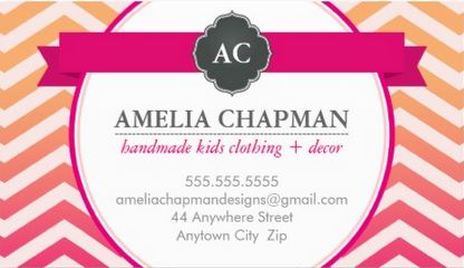Girly Ombre Pink and Orange Chevron Monogram Boutique Business Cards