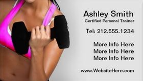 Personal Trainer For Women Pink With Dumbbell Business Cards