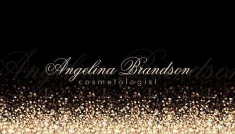 Glamorous Gold Dust Glitter on Chic Black Cosmetologist Business Cards
