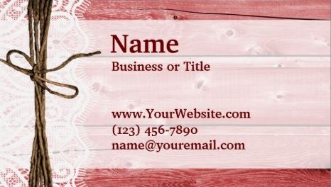 Rustic Red Barn Wood Country Style Rope Knotted Ribbon Business Cards