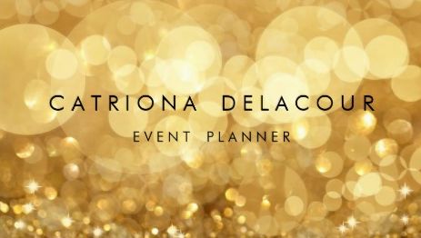 Elegant Gold Glitter Bokeh Lights Event Planner Business Cards