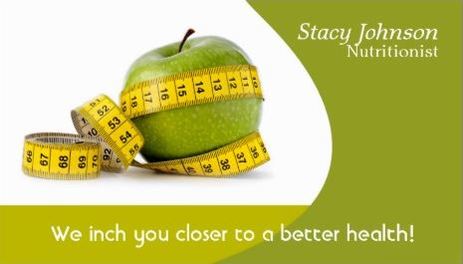 Green Apple Tape Measure Dietician Health and Fitness Business Cards 