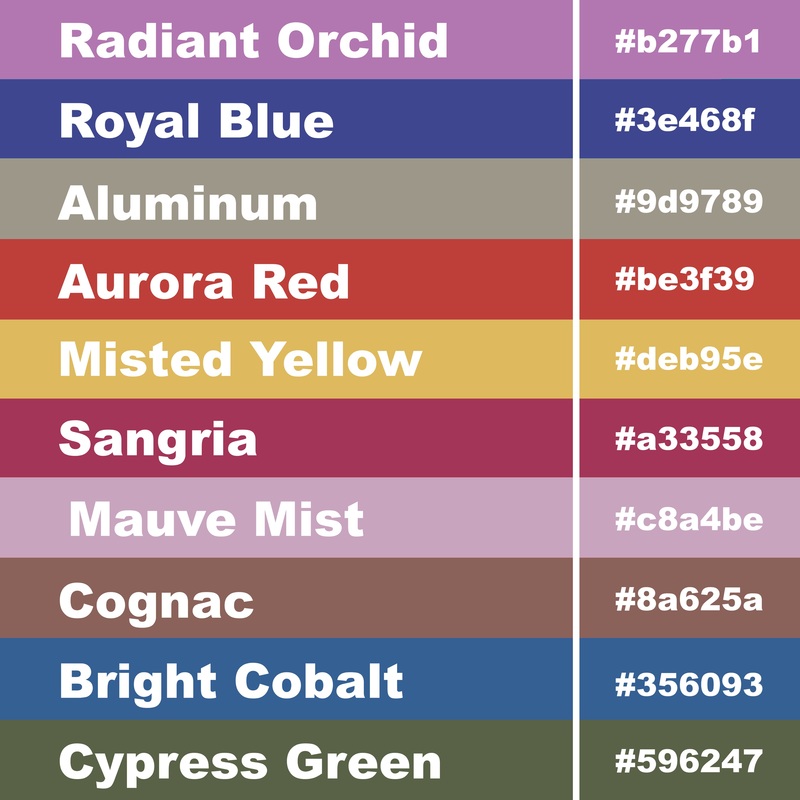 Pantone Fall Colors for 2014 with HTML Hex Codes