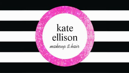 Faux Pink Sequin Black and White Striped Beauty  Business Cards