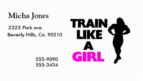 Train Like A Girl Pink and Black Fitness Trainer Buff Woman Business Cards
