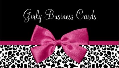 Fall Fashion Leopard Print Vivacious Pink Ribbon Business Card