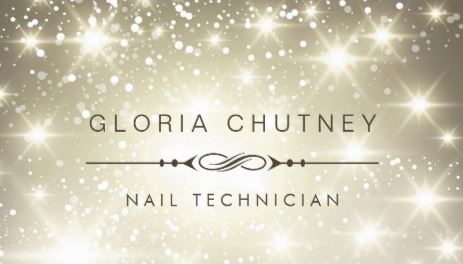 Glamorous Sparkling Gold Bokeh Nail Technician Business Cards 
