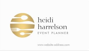 Gold and White Flatware Logo for Event Planner Catering Business Cards 
