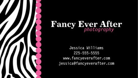 Fancy Black and White Zebra Print Girly Pink and Black Photography Cards