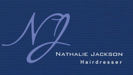 Modern Monogram Stylish Thin Blue Stripes Hairdresser Business Cards
