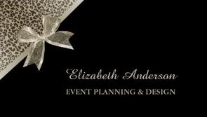 Elegant Event Planner Platinum Leopard Chic Bow Business Cards 