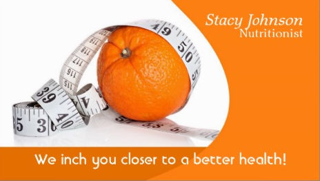 Modern Orange Fruit With Tape Measure Dietitian and Nutritionist Business Cards