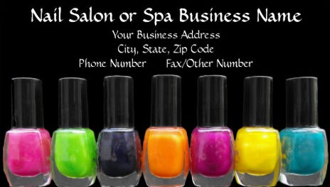 Colorful Rainbow Polish Bottles Modern Nail Salon Appointment Business Cards