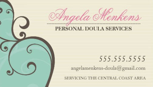 Elegant Mint Swirls Personal Doula and Midwife Services Business Cards