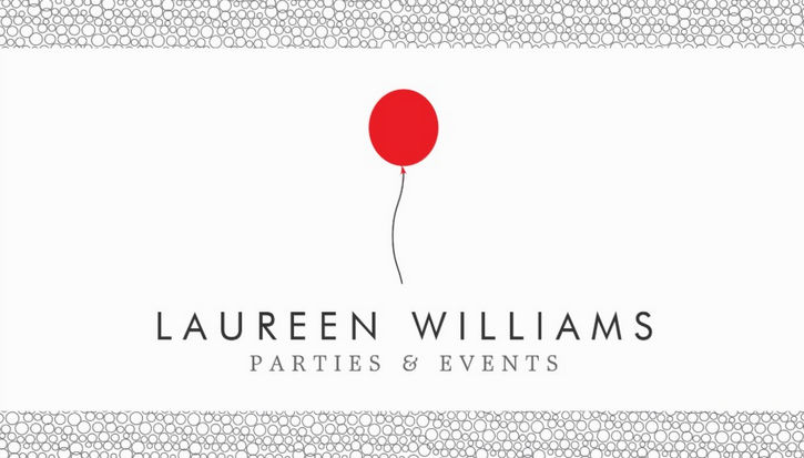 Simple Red Balloon Logo on White for Event and Party Planner Business Cards
