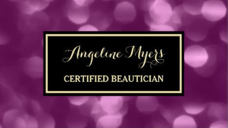 Elegant Beautician Glamorous Purple Luxe Bokeh Business Cards