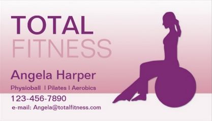 Purple Total Fitness Pilates Instructor Exercise Ball Business Cards