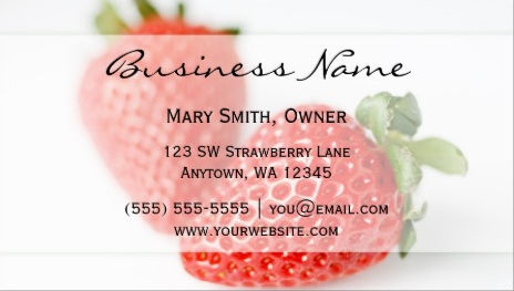 Elegant Fresh Red Strawberries on White Nutrition and Wellness Business Cards