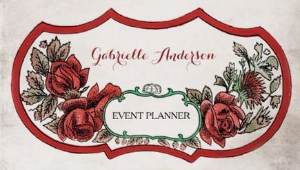 Elegant Event Planner Vintage Red Rose Floral Business Cards