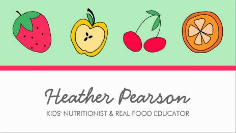 Cute Fun Fruits Kid Nutritionist and Food Education Business Cards