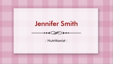 Girly Dietitian Nutritionist Pretty Pink Gingham Squares Business Cards