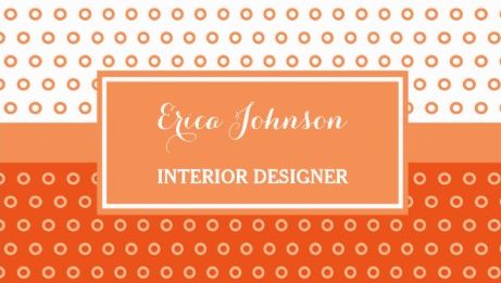 Mod Orange and White Polka Dot Circles Interior Designer Business Cards