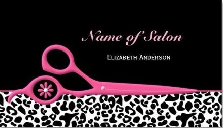 Trendy Pink and Black Leopard Hair Salon Scissors Business Cards 