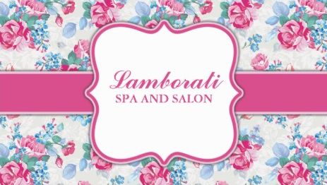 Old Fashioned Pink and Blue Floral Pattern Elegant Spa and Salon Business Cards