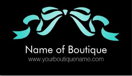Modern Boutique Aqua and Black Girly Ribbon Bow Business Cards