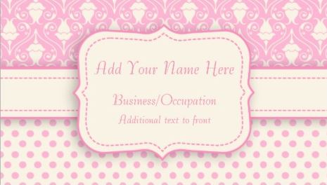 Cute Pink and Cream Polka Dots and Sweet Damask Pattern Business Cards