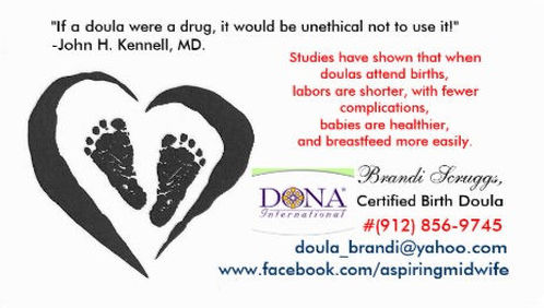DONA Certified Birth Doula Baby Footprints in Heart Business Cards