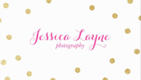 White and Gold Glitter Hot Pink Script Photography Business Cards