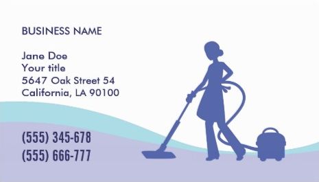 Modern Blue and Purple Professional Housekeeping Silhouette Business Cards