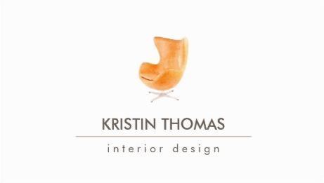 Elegant Watercolor Leather Orange Retro Chair Interior Designer Business Cards