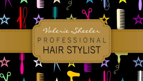 Colorful Hair Supplies Pattern Professional Hair Stylist Business Cards