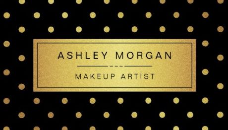 Cute and Classy Makeup Artist Black and Gold Polka Dots Business Cards