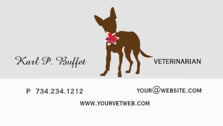 Stylish Professional Veterinarian Dog With Flower Silhouette Business Cards 