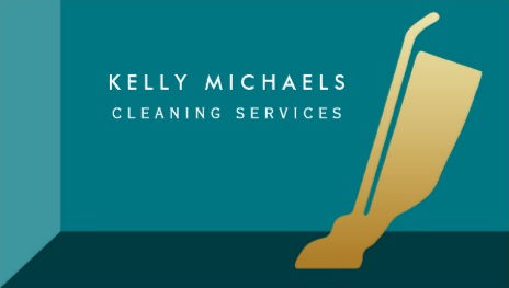 Modern Teal and Gold Vacuum Cleaning Services Business Cards