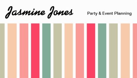 Summer Pinks and Greens Striped Party and Event Planning Business Cards