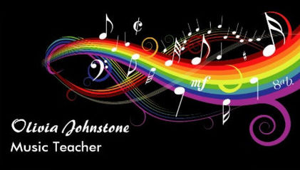Cool Rainbow Music Notes Swirling Sheet Music Teacher Business Cards