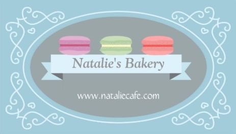 Elegant Pastel Blue French Sweet Macaroon Bakery Confection Business Cards