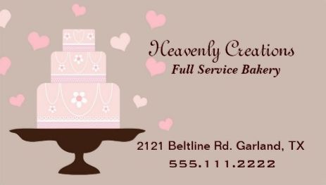 Stylish Taupe and Pink Three Tier Daisy Wedding Cake Bakery Business Cards