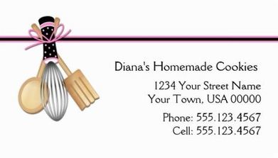 Cute Pink and Black Polka Dot Kitchen Utensils Baking Bakery Business Cards