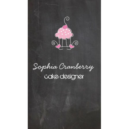 Sweet Pink Cup Cake on Chalkboard Cake Designer Business Cards