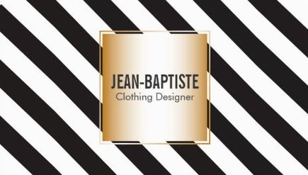 Black and White Diagonal Stripes Gold Clothing Designer Business Cards