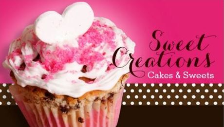 Pink Heart Sweet Creations Cakes and Sweets Bakery Business Cards 
