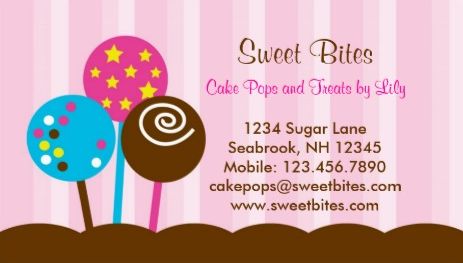Cute Pink Star Sprinkles Cake Pops Bakery Template Business Cards
