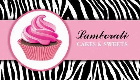 Cute Cupcake Bakery Zebra Print Pink Elegant Modern Business Cards