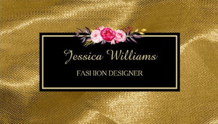 Luxury Gold Textile Pattern Pink Floral Fashion Designer Business Cards